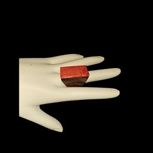 Bold Red and Brown Geometric Ring